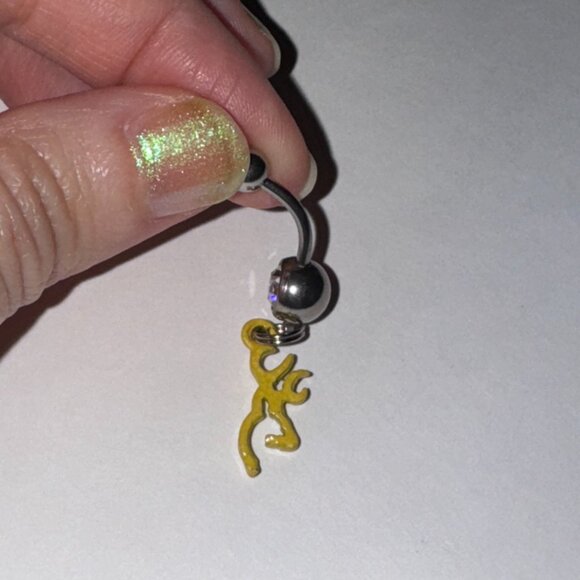 Yellow Browning Dangle Belly Ring - Picture 4 of 6